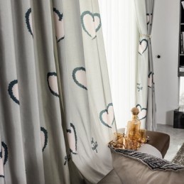 Cotton Curtain Made to Measure Curtain Heart shaped Printed Nordic