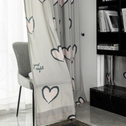 Cotton Curtain Made to Measure Curtain Heart shaped Printed Nordic