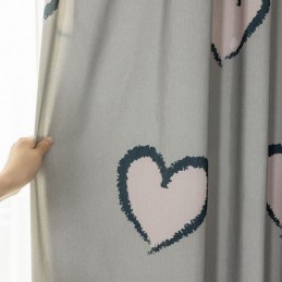 Cotton Curtain Made to Measure Curtain Heart shaped Printed Nordic