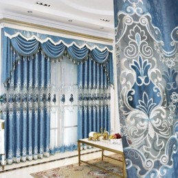 Semi Blackout Curtain Made to Measure Curtain European Flower Embroidery For Living Room Bedroom