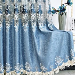 Semi Blackout Curtain Made to Measure Curtain European Flower Embroidery For Living Room Bedroom