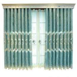 European Semi Blackout Curtain Made to Measure Curtain Floral Embroidery Chenille For Living Room Bedroom