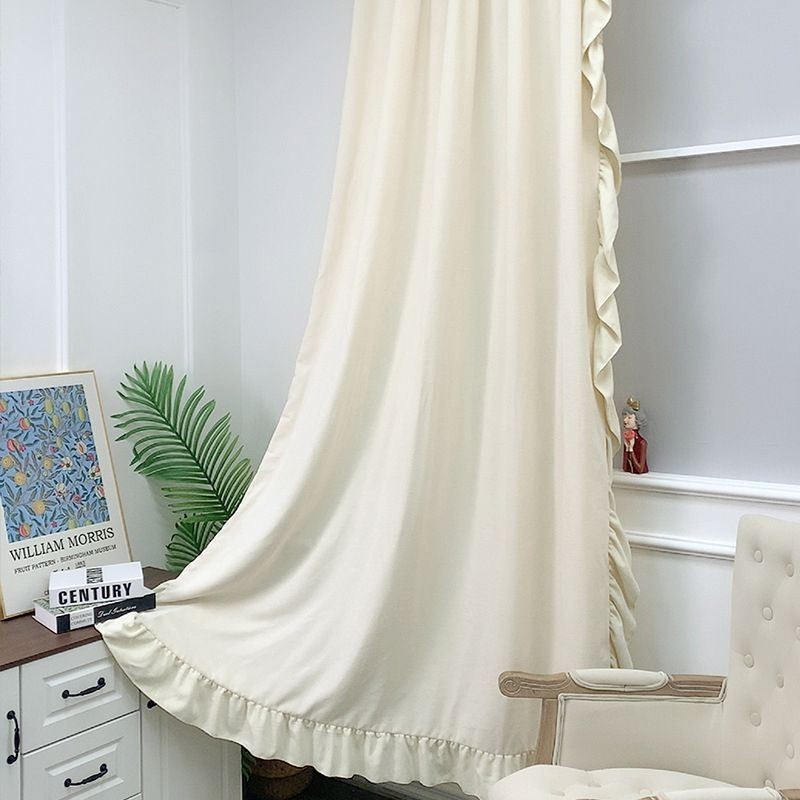 Nordic Chenille Curtain Made to Measure Curtain Solid Color Splicing For Living Room Bedroom