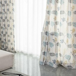 Cotton Curtain Made to Measure Curtain Nordic Style Leaf Printed