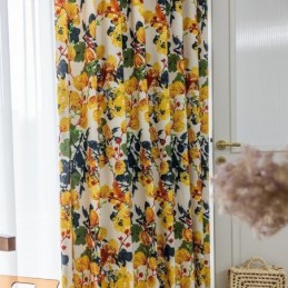 Cotton Curtain Made to Measure Curtain Plant Printed Nordic Style