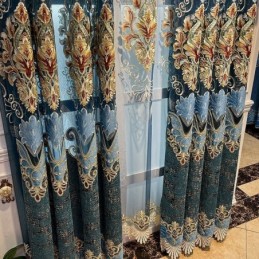 Chenille Semi Blackout Curtain Made to Measure Curtain European Flower Embroidery For Living Room Bedroom
