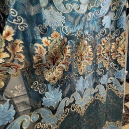 Chenille Semi Blackout Curtain Made to Measure Curtain European Flower Embroidery For Living Room Bedroom