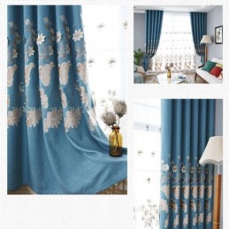 Nordic Blackout Curtains Floral Embroidery For Living Room Bedroom