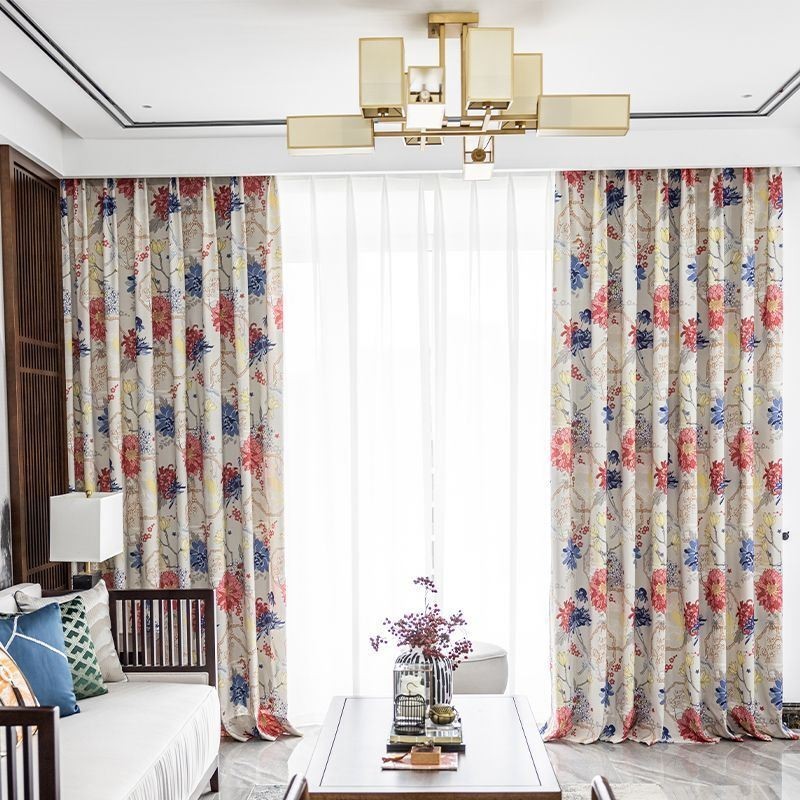 Nordic Style Curtain Made to Measure Curtain Floral Printed Cotton