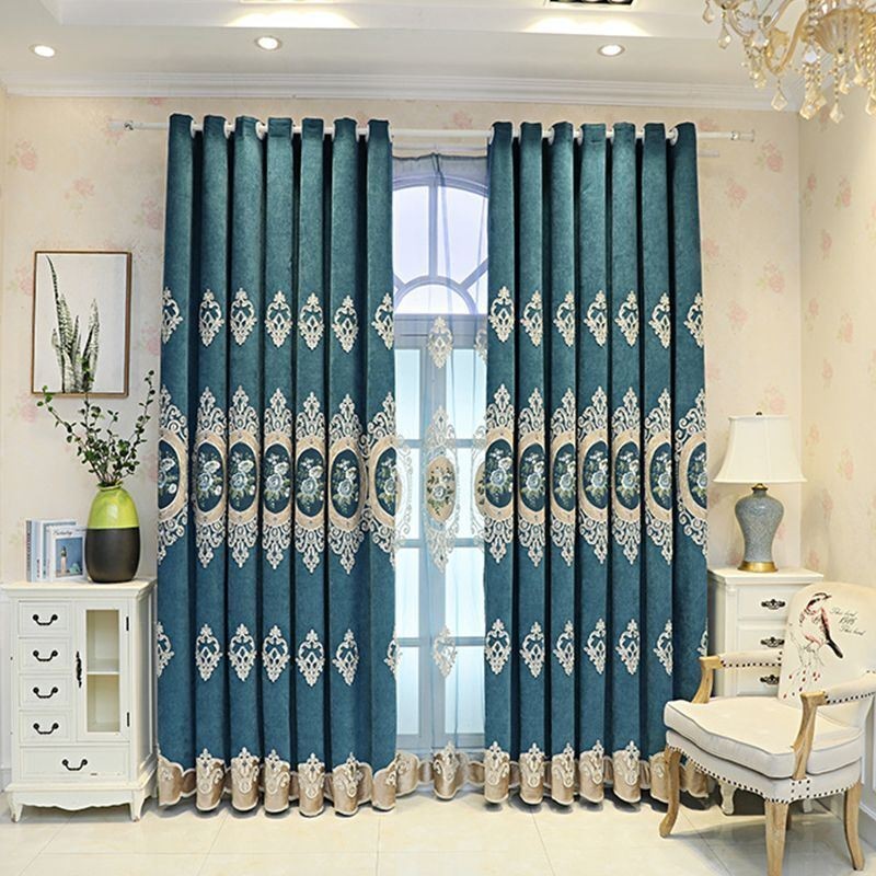 Chenille Embroidery Curtains European Style Floral For Living Room Bedroom