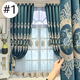 Chenille Embroidery Curtains European Style Floral For Living Room Bedroom