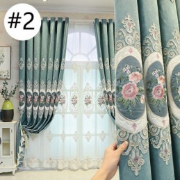 Chenille Embroidery Curtains European Style Floral For Living Room Bedroom