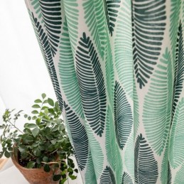 Leaf Printeded Curtain Made to Measure Curtain Nordic Style Cotton