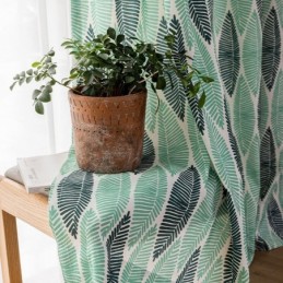 Leaf Printeded Curtain Made to Measure Curtain Nordic Style Cotton