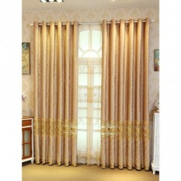 Semi Blackout Curtain Made to Measure Curtain Chinese Style Twill Velvet Embroidery For Living Room Bedroom
