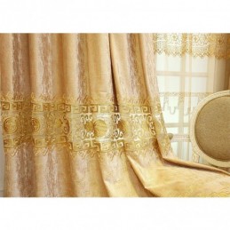 Semi Blackout Curtain Made to Measure Curtain Chinese Style Twill Velvet Embroidery For Living Room Bedroom
