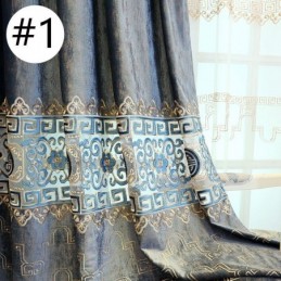 Semi Blackout Curtain Made to Measure Curtain Chinese Style Twill Velvet Embroidery For Living Room Bedroom