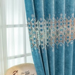 Blackout Curtain Made to Measure Curtain Geometric Embroidery Nordic Style For Living Room Bedroom
