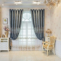 Blackout Curtain Made to Measure Curtain Geometric Embroidery Nordic Style For Living Room Bedroom