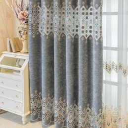 Blackout Curtain Made to Measure Curtain Geometric Embroidery Nordic Style For Living Room Bedroom