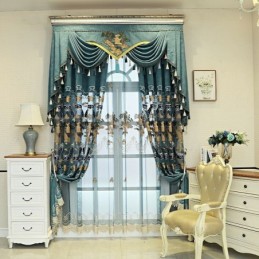 Chenille Semi Blackout Curtains Chinese Style Mountains Embroidery Living Room Bedroom