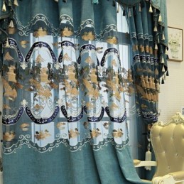 Chenille Semi Blackout Curtains Chinese Style Mountains Embroidery Living Room Bedroom