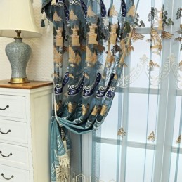 Chenille Semi Blackout Curtains Chinese Style Mountains Embroidery Living Room Bedroom