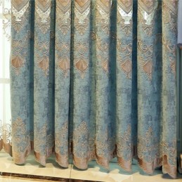 Chenille Curtain Made to Measure Curtain European Flower Embroidery For Living Room Bedroom