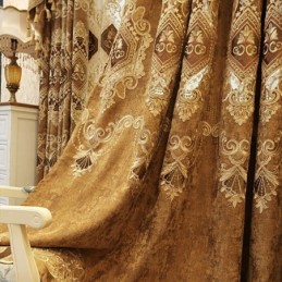 Chenille Curtain Made to Measure Curtain European Flower Embroidery For Living Room Bedroom