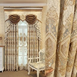 Chenille Semi Blackout Curtain Made to Measure Curtain European Flower Embroidery Living Room Bedroom