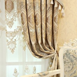 Chenille Semi Blackout Curtain Made to Measure Curtain European Flower Embroidery Living Room Bedroom