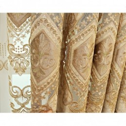 Chenille Semi Blackout Curtain Made to Measure Curtain European Flower Embroidery Living Room Bedroom