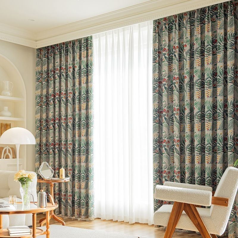 Cotton Curtain Made to Measure Curtain American Style Plant Printed
