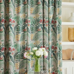 Cotton Curtain Made to Measure Curtain American Style Plant Printed