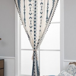 Geometric Printed Linen Curtain Made to Measure Curtain Nordic Style For Living Room Bedroom
