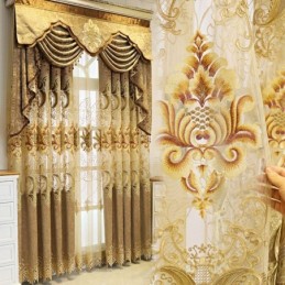 Chenille Semi Blackout Curtain Made to Measure Curtain European Flower Embroidery For Living Room Bedroom