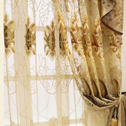 Chenille Semi Blackout Curtain Made to Measure Curtain European Flower Embroidery For Living Room Bedroom