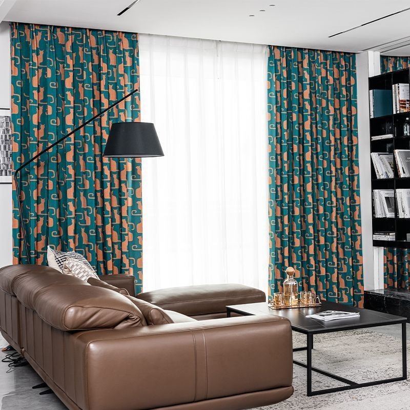 Cotton Curtain Made to Measure Curtain Kitten Printed Nordic Style