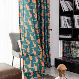 Cotton Curtain Made to Measure Curtain Kitten Printed Nordic Style