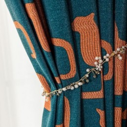 Cotton Curtain Made to Measure Curtain Kitten Printed Nordic Style