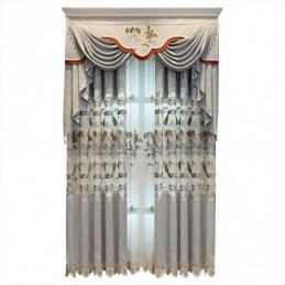 Chenille Semi Blackout Curtains Chinese Style Mountains Embroidery For Living Room Bedroom