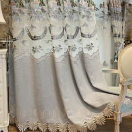 Chenille Semi Blackout Curtains Chinese Style Mountains Embroidery For Living Room Bedroom