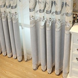 Chenille Semi Blackout Curtains Chinese Style Mountains Embroidery For Living Room Bedroom