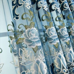 Chenille Semi Blackout Curtains European Style Floral Embroidery Living Room Bedroom
