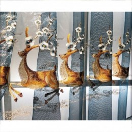 Nordic Chenille Curtains Fawn Embroidery Semi Blackout For Living Room Bedroom