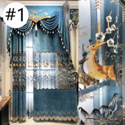 Nordic Chenille Curtains Fawn Embroidery Semi Blackout For Living Room Bedroom
