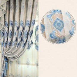 Chenille Curtain Made to Measure Curtain European Flower Embroidery Semi Blackout For Living Room Bedroom