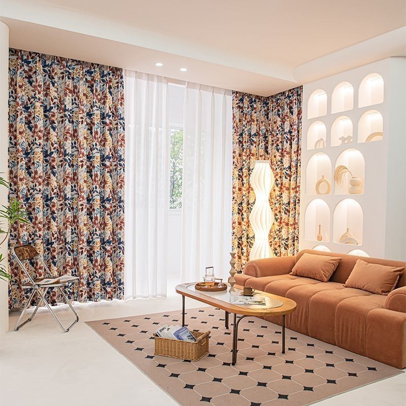 Nordic Style Cotton Curtain Made to Measure Curtain Leaf Printed