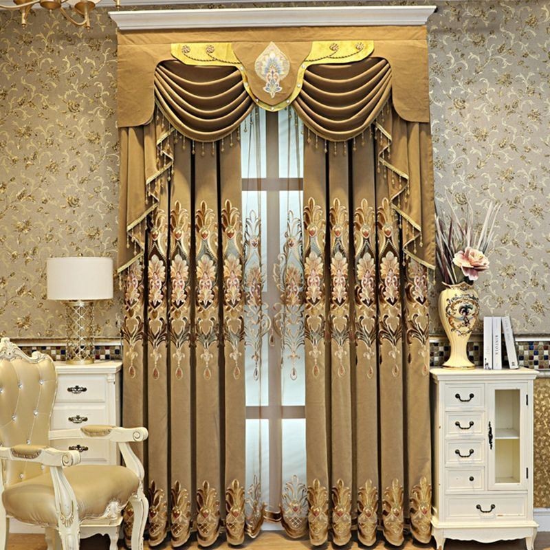 Chenille Semi Blackout Curtain Made to Measure Curtain European Flower Embroidery Living Room Bedroom Window