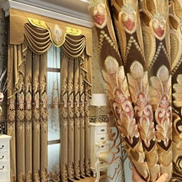 Chenille Semi Blackout Curtain Made to Measure Curtain European Flower Embroidery Living Room Bedroom Window